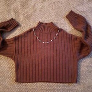 Chocolate Brown Short Cable Knit Sweater